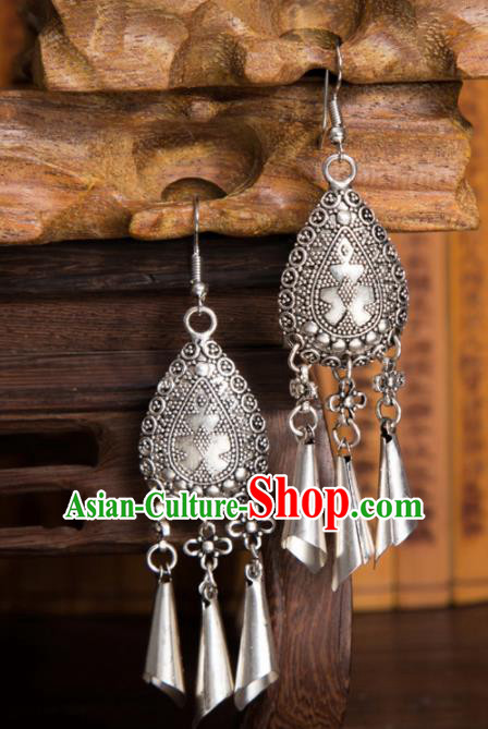 Chinese Traditional Jewelry Accessories Miao Minority Tassel Earrings for Women