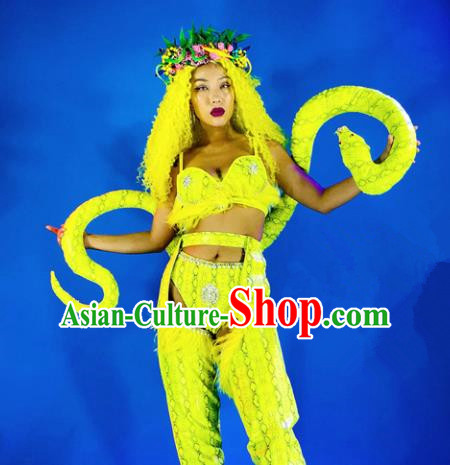 Professional Stage Performance Costume Halloween Cosplay Python Clothing and Headwear for Women