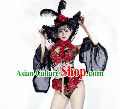 Professional Stage Performance Halloween Costume Brazilian Carnival Swimwear and Headwear for Women