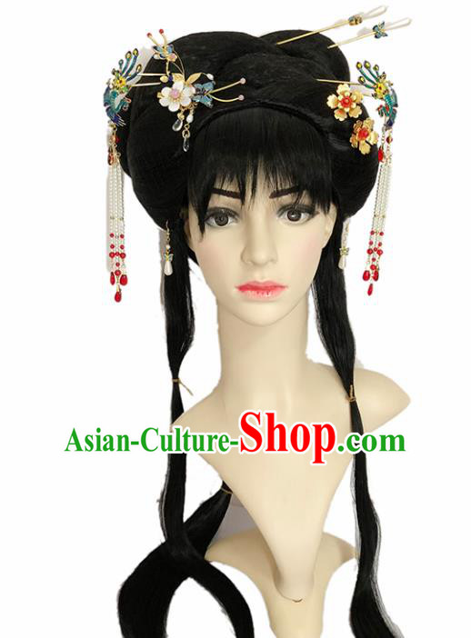 Chinese Ancient Princess Hair Accessories Beijing Opera Diva Hairpins and Wigs for Women