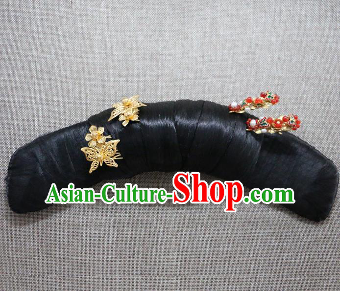 Chinese Ancient Qing Dynasty Palace Lady Hair Accessories Hairpins and Wigs for Women