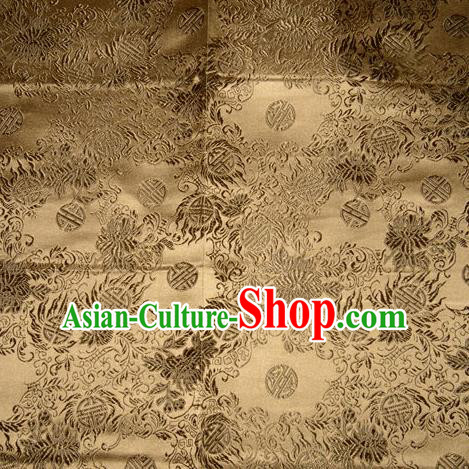 Chinese Traditional Bronze Silk Fabric Tang Suit Brocade Cheongsam Flowers Pattern Cloth Material Drapery