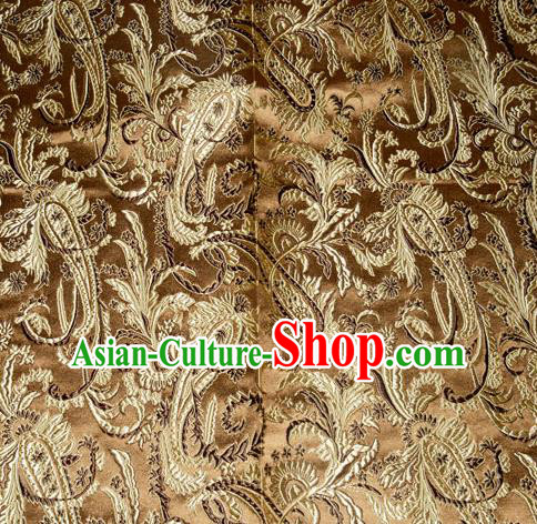 Chinese Traditional Bronze Silk Fabric Tang Suit Brocade Cheongsam Palace Pattern Cloth Material Drapery