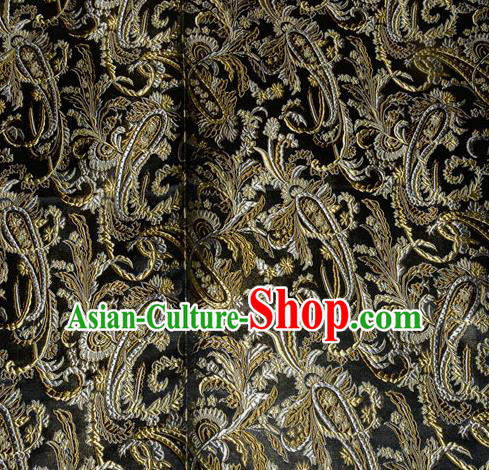 Chinese Traditional Black Silk Fabric Tang Suit Brocade Cheongsam Palace Pattern Cloth Material Drapery