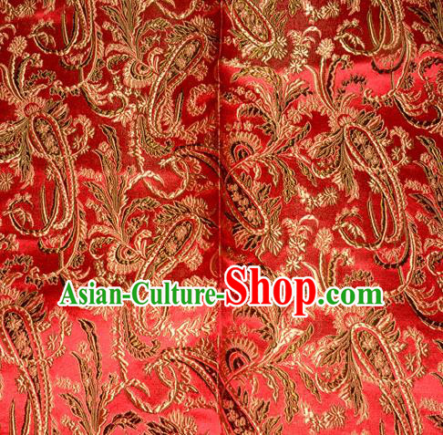 Chinese Traditional Red Silk Fabric Tang Suit Brocade Cheongsam Palace Pattern Cloth Material Drapery