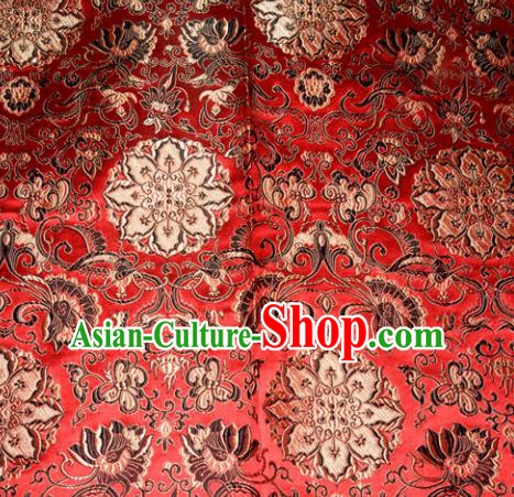 Chinese Traditional Silk Fabric Tang Suit Red Brocade Cheongsam Palace Pattern Cloth Material Drapery