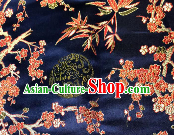 Chinese Traditional Silk Fabric Cheongsam Tang Suit Bamboo Wintersweet Pattern Brocade Cloth Drapery