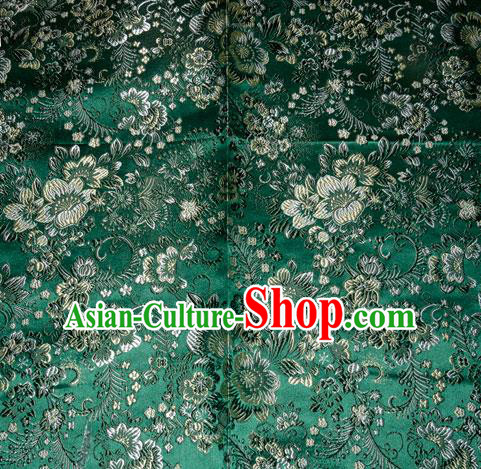 Chinese Traditional Silk Fabric Tang Suit Green Brocade Cheongsam Classical Pattern Cloth Material Drapery