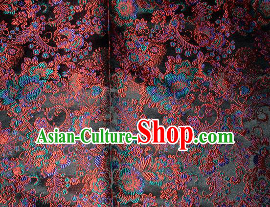 Chinese Traditional Black Silk Fabric Tang Suit Brocade Cheongsam Classical Pattern Cloth Material Drapery