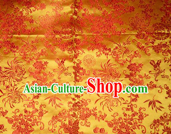 Chrysanthemum Pattern Chinese Traditional Yellow Silk Fabric Tang Suit Brocade Cloth Cheongsam Material Drapery