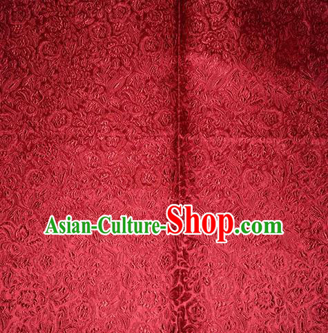 Chinese Traditional Cheongsam Wine Red Silk Fabric Tang Suit Brocade Classical Pattern Cloth Material Drapery