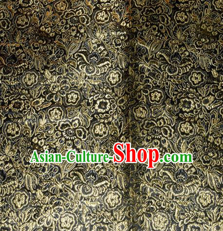 Chinese Traditional Cheongsam Black Silk Fabric Tang Suit Brocade Classical Pattern Cloth Material Drapery