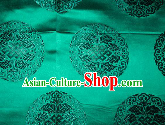 Chinese Traditional Cheongsam Silk Fabric Tang Suit Green Brocade Classical Round Pattern Cloth Material Drapery