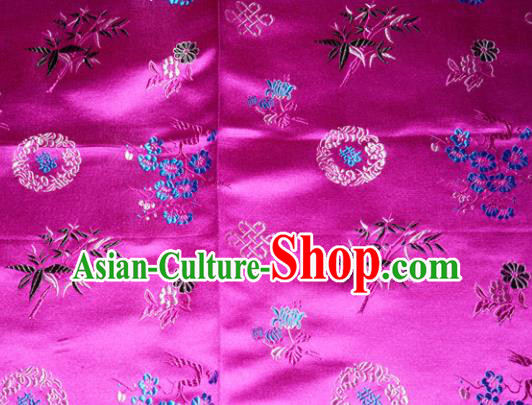 Chinese Traditional Cheongsam Rosy Silk Fabric Tang Suit Brocade Classical Plum Blossom Orchid Bamboo Chrysanthemum Pattern Cloth Material Drapery