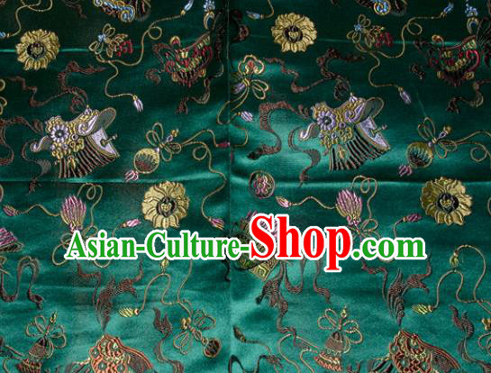 Chinese Traditional Classical Pattern Green Silk Fabric Tang Suit Brocade Cloth Cheongsam Material Drapery