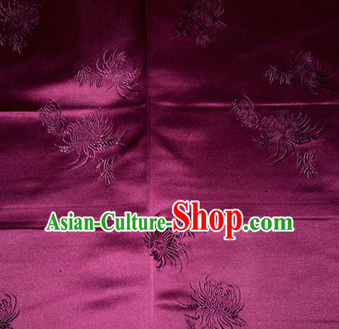 Chinese Traditional Classical Chrysanthemum Pattern Purple Silk Fabric Tang Suit Brocade Cloth Cheongsam Material Drapery