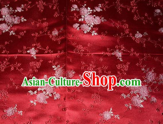 Classical Chrysanthemum Pattern Chinese Traditional Red Silk Fabric Tang Suit Brocade Cloth Cheongsam Material Drapery