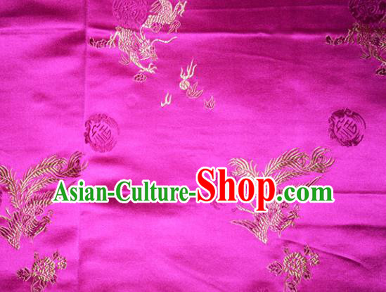 Wedding Classical Dragons Phoenix Pattern Chinese Traditional Rosy Silk Fabric Tang Suit Brocade Cloth Cheongsam Material Drapery