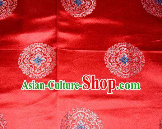 Classical Round Pattern Chinese Traditional Red Silk Fabric Tang Suit Brocade Cloth Cheongsam Material Drapery