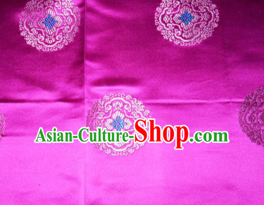 Classical Round Pattern Chinese Traditional Rosy Silk Fabric Tang Suit Brocade Cloth Cheongsam Material Drapery