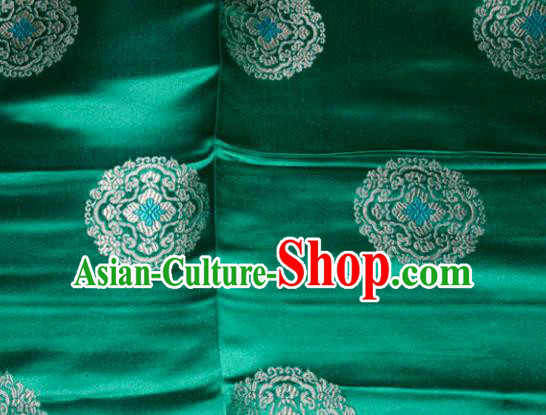 Classical Round Pattern Chinese Traditional Green Silk Fabric Tang Suit Brocade Cloth Cheongsam Material Drapery