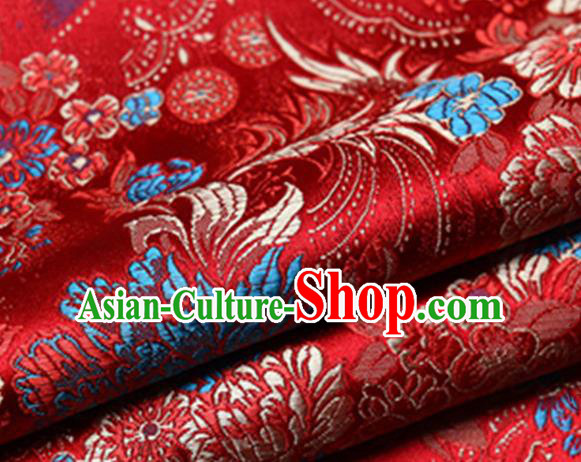 Chinese Traditional Red Silk Fabric Tang Suit Brocade Cloth Cheongsam Material Drapery