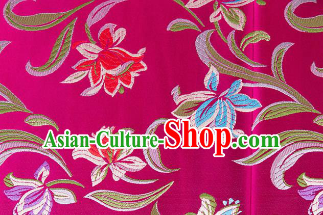 Chinese Traditional Silk Fabric Tang Suit Classical Pattern Rosy Brocade Cloth Cheongsam Material Drapery