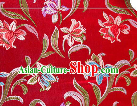 Chinese Traditional Silk Fabric Tang Suit Classical Pattern Red Brocade Cloth Cheongsam Material Drapery