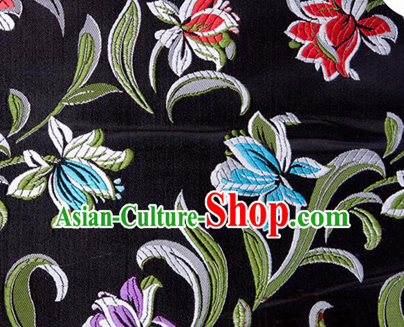 Chinese Traditional Silk Fabric Tang Suit Classical Pattern Black Brocade Cloth Cheongsam Material Drapery