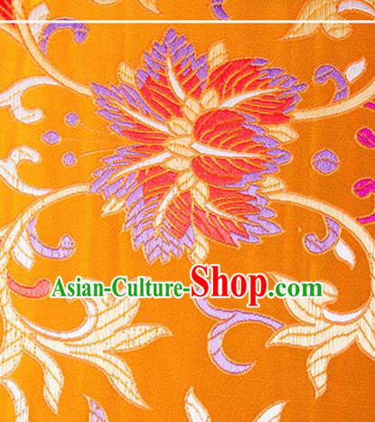 Chinese Traditional Yellow Brocade Fabric Tang Suit Classical Flowers Pattern Silk Cloth Cheongsam Material Drapery