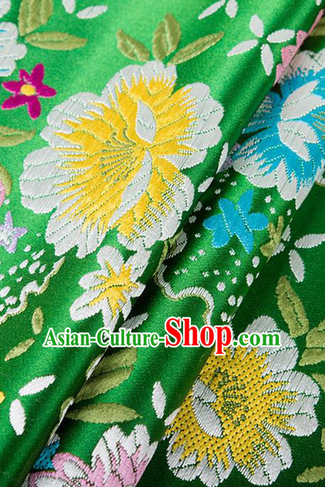 Chinese Traditional Green Brocade Fabric Tang Suit Silk Cloth Cheongsam Material Drapery