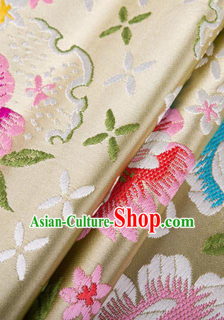 Chinese Traditional Golden Brocade Fabric Tang Suit Silk Cloth Cheongsam Material Drapery
