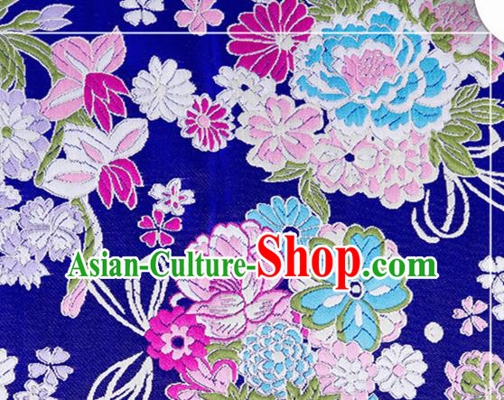 Chinese Traditional Brocade Fabric Tang Suit Royalblue Silk Cloth Cheongsam Material Drapery