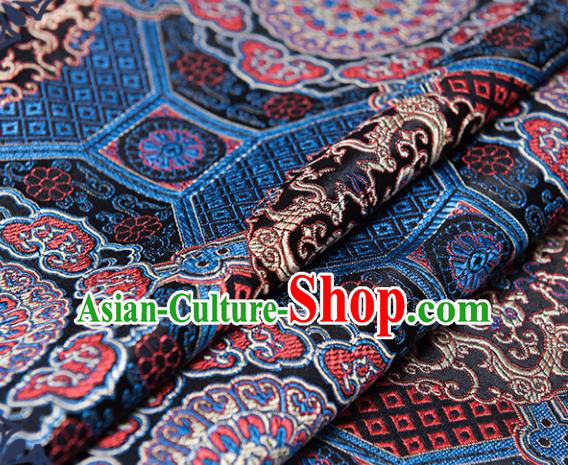 Chinese Traditional Palace Dragon Pattern Tang Suit Brocade Black Fabric Silk Cloth Cheongsam Material Drapery