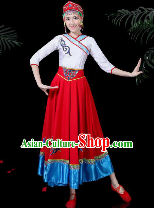 Chinese Traditional Mongolian Classical Dance Dress Mongol Minority Folk Dance Clothing for Women