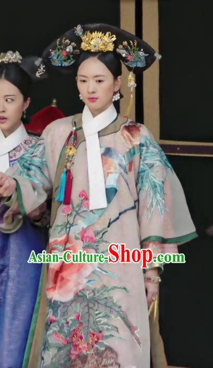 Chinese Ancient Qing Dynasty Imperial Consort Ruyi Royal Love in the Palace Costumes and Headpiece for Women