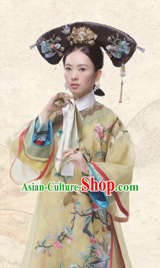 Ancient Chinese Qing Dynasty Senior Concubine Ruyi Royal Love in the Palace Embroidered Costumes and Headpiece for Women