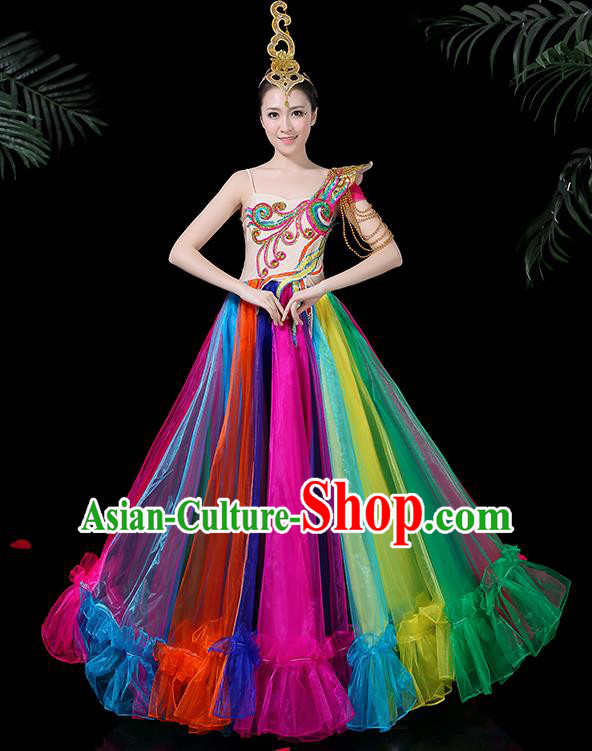 Professional Dance Modern Dance Costume Stage Performance Chorus Colorful Dress for Women