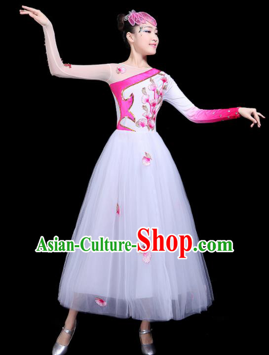 Professional Dance Modern Dance Costume Stage Performance Chorus White Veil Dress for Women