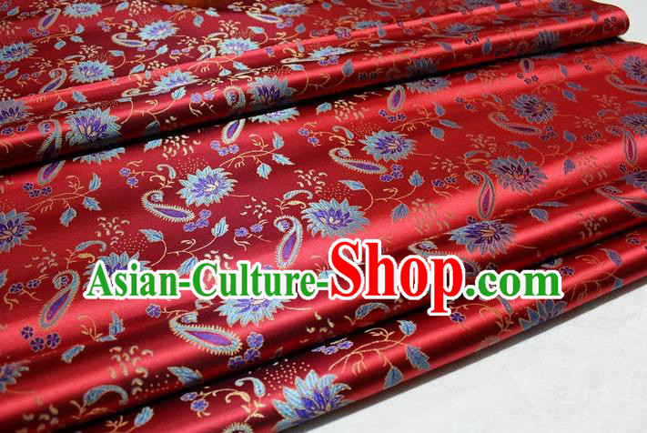 Chinese Traditional Cheongsam Cloth Tang Suit Red Brocade Fabric Silk Material Drapery