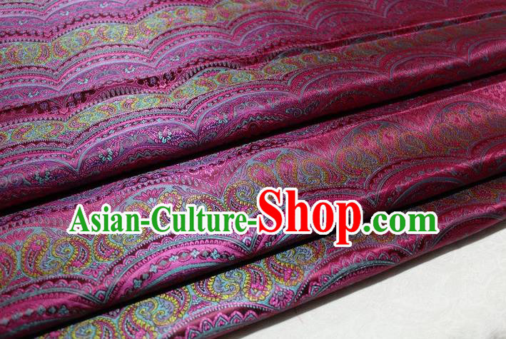 Chinese Traditional Cheongsam Cloth Tang Suit Classical Pattern Rosy Brocade Fabric Silk Material Drapery