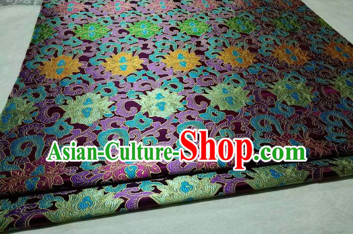 Chinese Traditional Cheongsam Cloth Tang Suit Palace Pattern Purple Brocade Fabric Silk Material Drapery