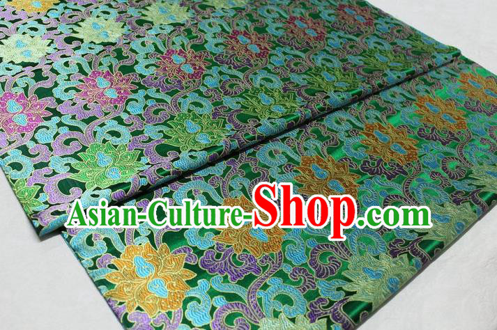 Chinese Traditional Cheongsam Cloth Tang Suit Palace Pattern Green Brocade Fabric Silk Material Drapery