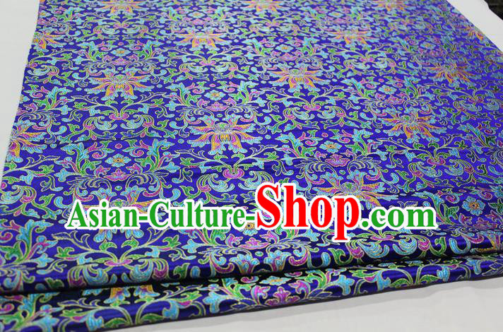 Chinese Traditional Cheongsam Cloth Tang Suit Royalblue Brocade Fabric Silk Material Drapery