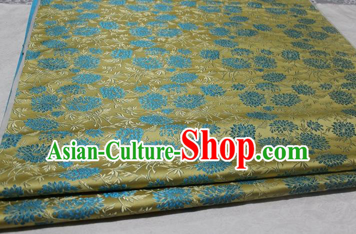 Chinese Traditional Cloth Cheongsam Yellow Brocade Fabric Tang Suit Silk Material Drapery