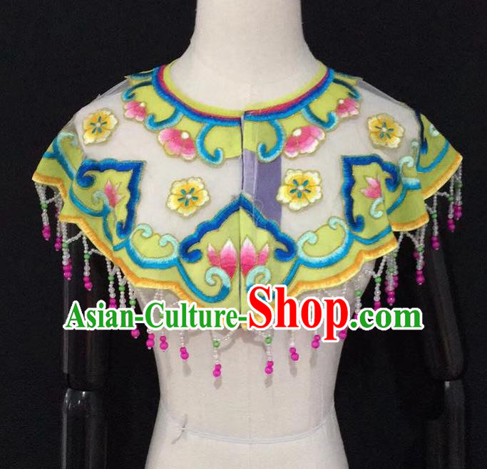 Chinese Traditional Beijing Opera Diva Accessories Peking Opera Costume Embroidered Yellow Cloud Tippet for Adults