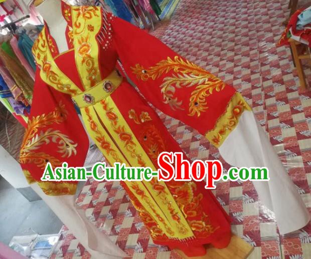 Chinese Traditional Beijing Opera Princess Embroidered Wedding Dress Peking Opera Actress Red Costume for Adults