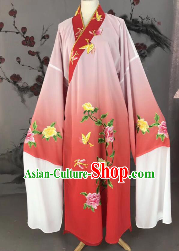 Chinese Traditional Beijing Opera Scholar Costume Peking Opera Niche Red Embroidered Robe for Adults