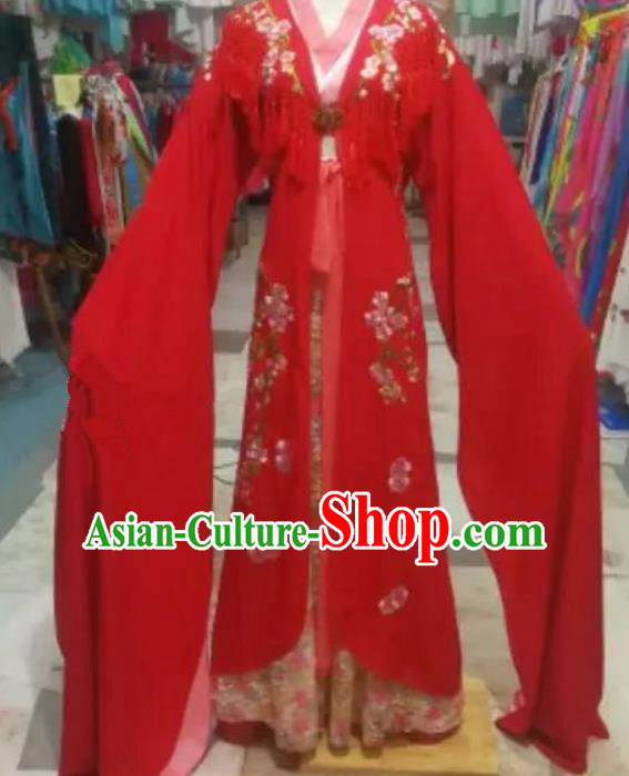 Chinese Traditional Beijing Opera Princess Water Sleeve Red Dress Peking Opera Actress Costume for Adults