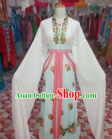 Chinese Traditional Beijing Opera Actress Costume Embroidered White Hanfu Dress for Adults